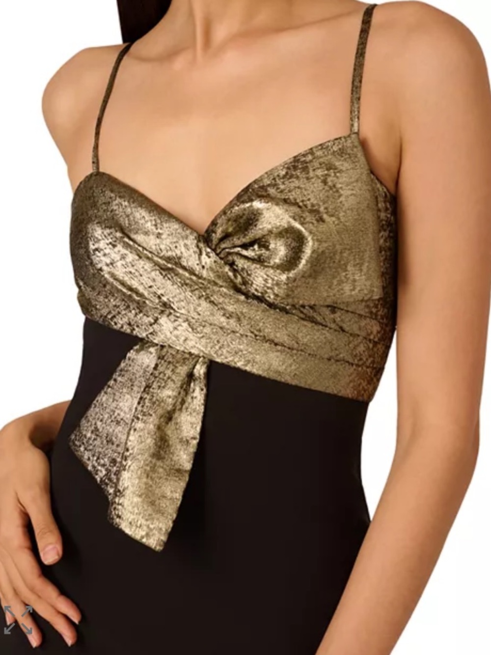 NWT $295 Liv Foster Gold & Black Contrast Twist Maxi Gown Dress Bow Detail Sz 10 - Picture 3 of 12